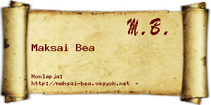 Maksai Bea névjegykártya
